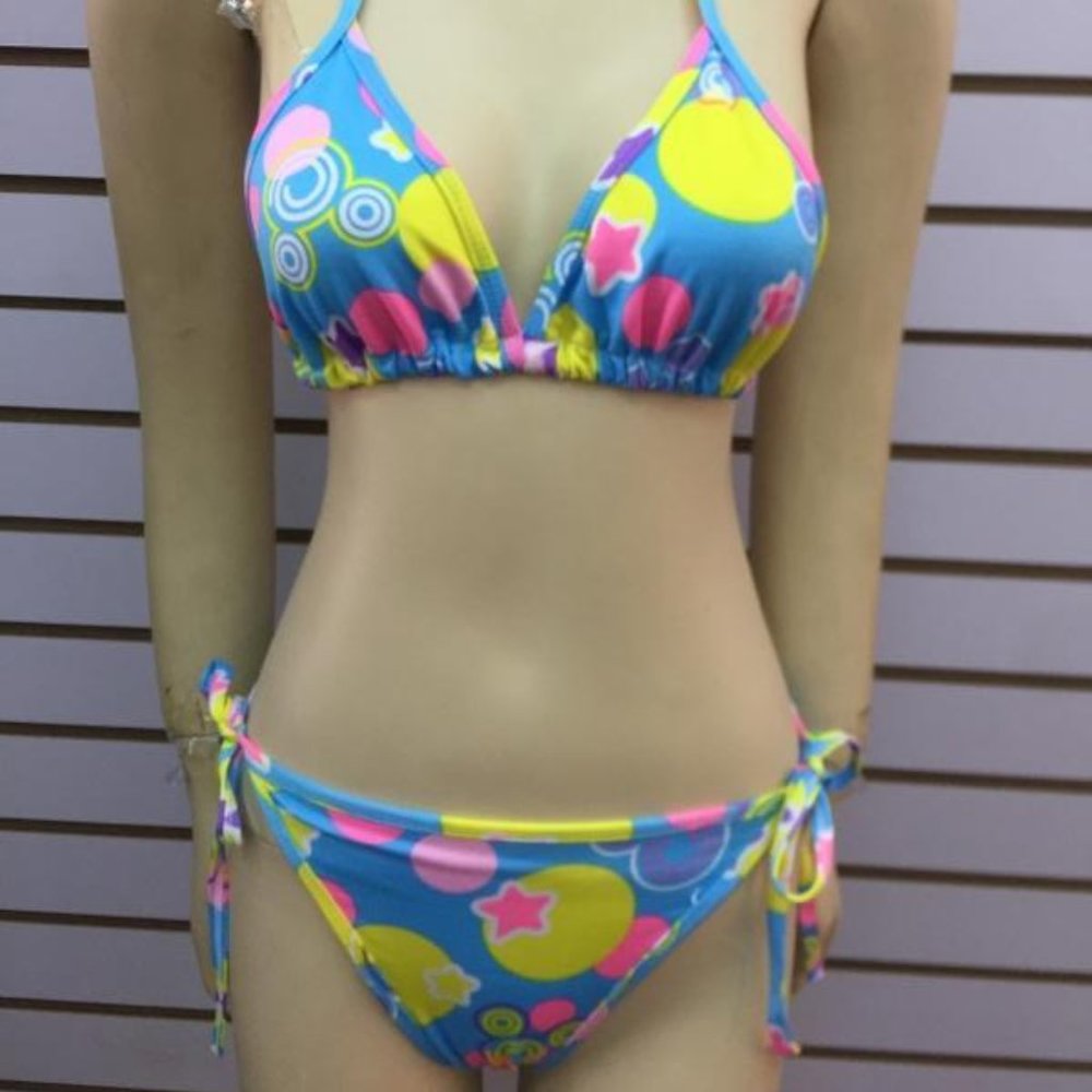 Blue Pink Stars Bikini Top & Bottoms Wm Sz S/M
